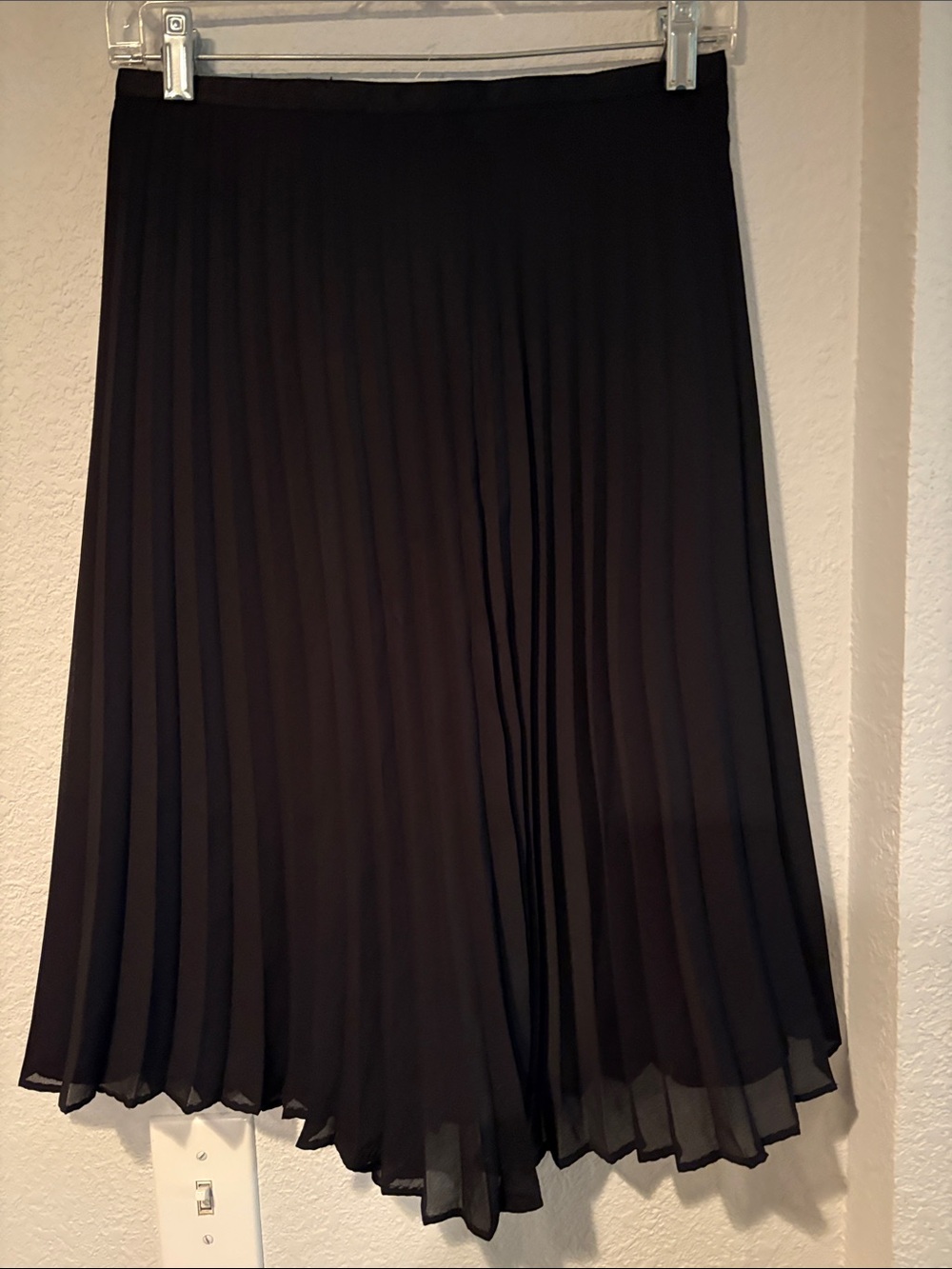 Black Pleated Midi Skirt